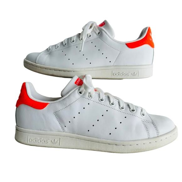 Adidas Stan Smith Originals White Solar Red Tennis Ball Felt Size 8.5 #F37640 - Picture 1 of 8